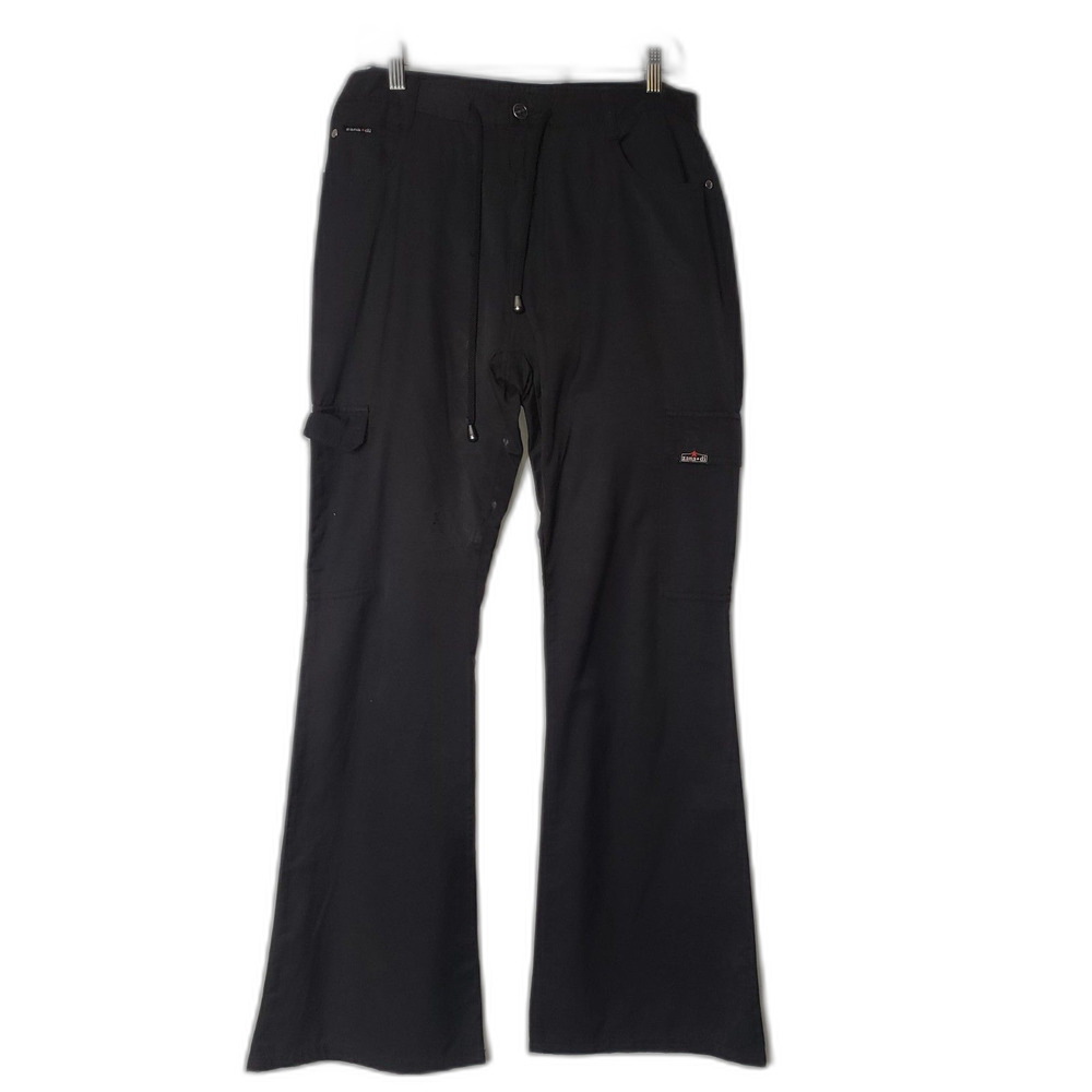 Vintage 90s ZANNA DI JEANS Black Wide Leg Cargo Pants Juniors Size 9